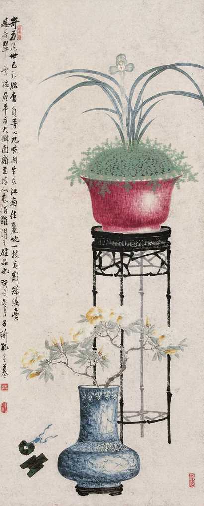 孔子瑜 癸亥（1923年作） 博古图 立轴